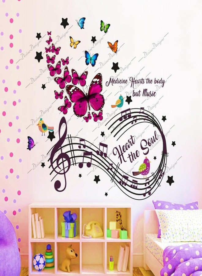 DivineDesigns ملصق حائط ذاتي اللصق من الفينيل PVC من DivineDesigns على شكل فراشات ونوتات موسيقية على شكل قلب الروح لتزيين المنزل/غرفة المعيشة (متعدد الألوان) - Image 1